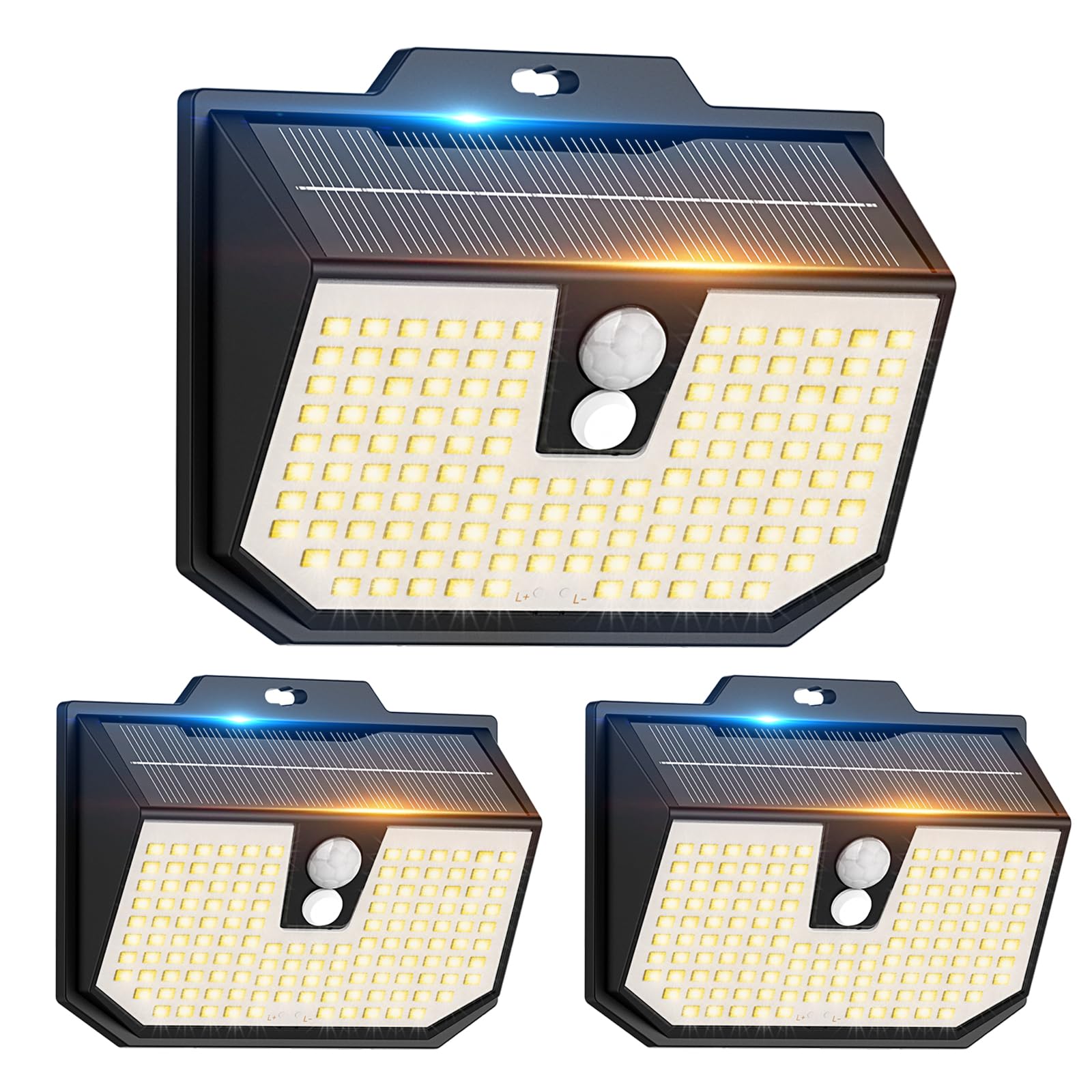 Yolsunes Solarlampen für Außen mit Bewegungsmelder, 3 Modi Solarlampe Außen Superhelle LED Solarleuchte Outdoor IP65 Wasserdichte Solar Wandleuchte für Hof Garten Stufen Garage