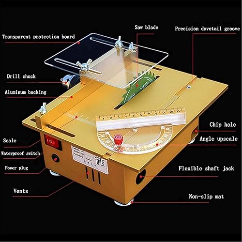 Miniatura 5 de Sierra de mesa portátil hecha a mano, torno de banco de carpintería, pulidora eléctrica, amoladora, sierra de corte, modelo de bricolaje,