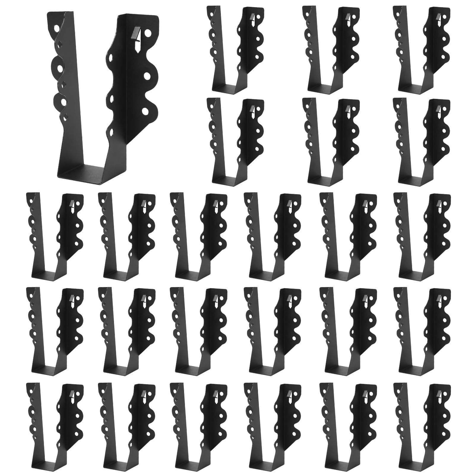 24Pcs 2"x 6" Joist Hanger,Q235B Steel Black Powder Coated Face Mount Joist Hangers ,Hurricane Ties for Rafters,Tie Brackets for Floor Deck and Ceiling