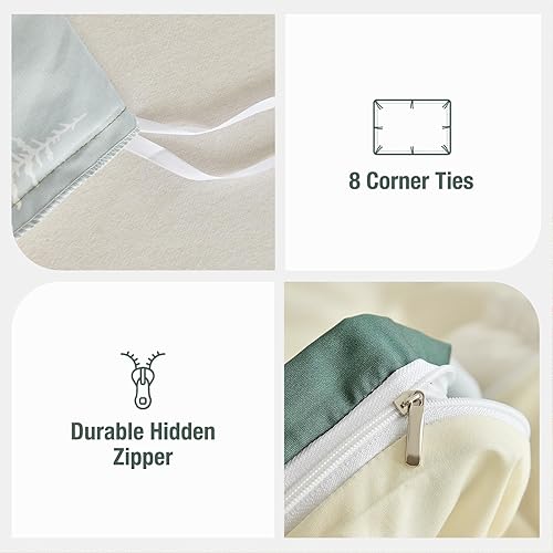 Miniatura 5 de Lekesky Funda de edredón tamaño Queen, juego de ropa de cama reversible de 3 piezas con cierre de cremallera y lazos en las esquinas (1 funda de