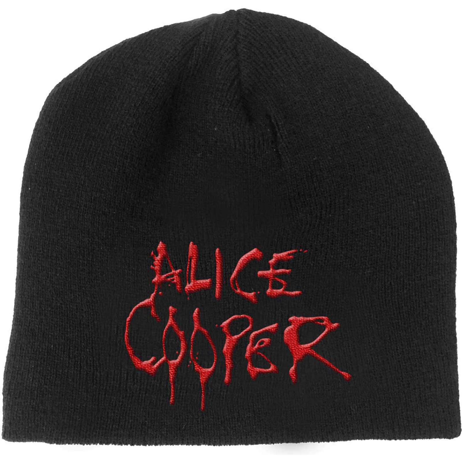 Alice Cooper Men's Black Beanie Hat Dripping Band Logo Schools Out Official One Size