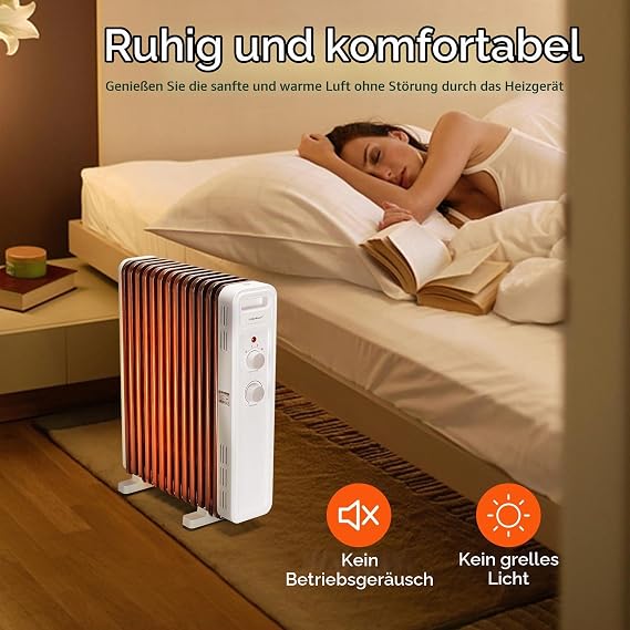 Aigostar Oil Radiator 2500 Watt Energy Saving Radiator with Thermostat