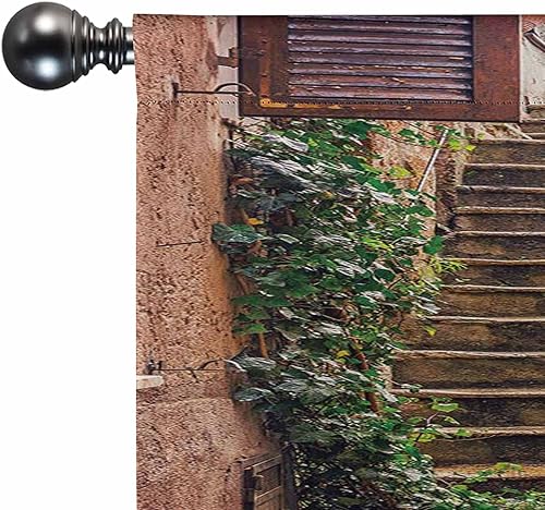 Miniatura 4 de SongYi Cortinas de cocina italianas, cortina de ventana de cenefa, vista de la antigua calle mediterránea de piedra de casas de piedra en Italia