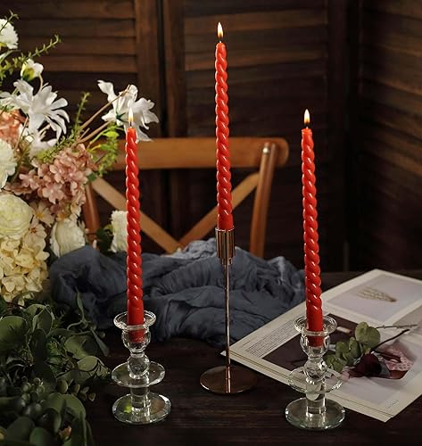 Miniatura 2 de Efavormart 12 Pack  11" Terracotta Premium Spiral Long Burn Wick Taper Candles, Tall Unscented Wax Dinner Candle Sticks