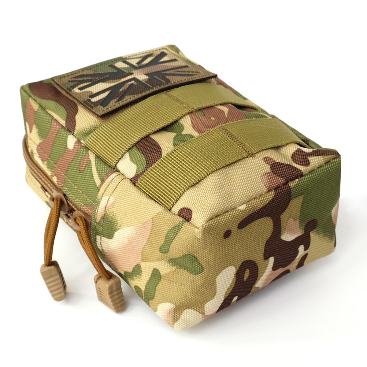 Camouflage MOLLE Pouch with Union Jack Flag UK Patch Camo Tactical Utility Admin Tool Belt Bag Camouflage Army Military MED EDC - Image 2