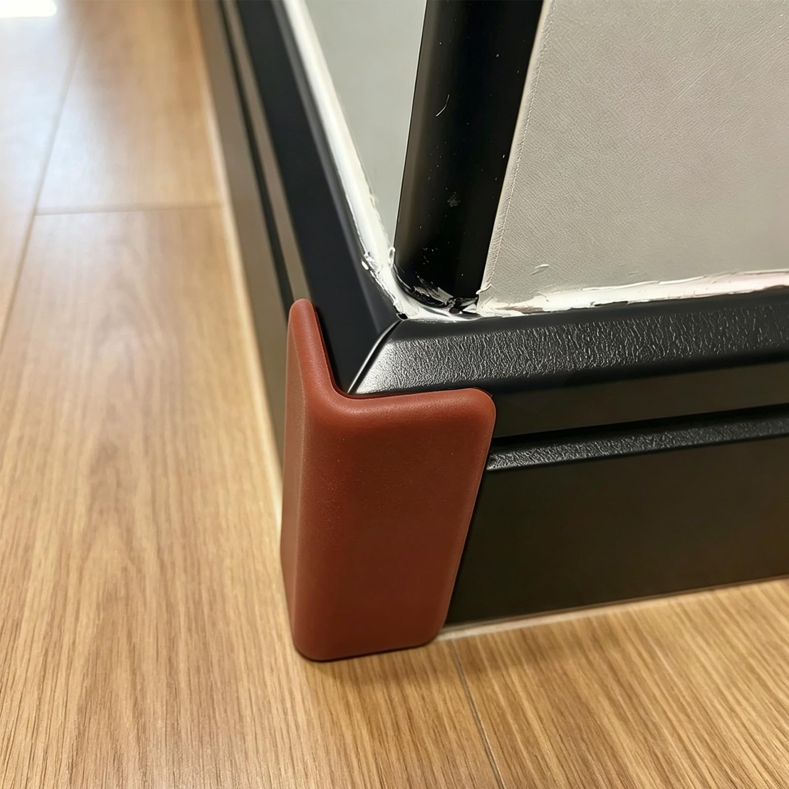 Self Adhesive Baseboard Corner Blocks, Thickened Rubber Corners Protectors Guards Trim for Wall,Furniture, Edge(Brown, 4PCS)