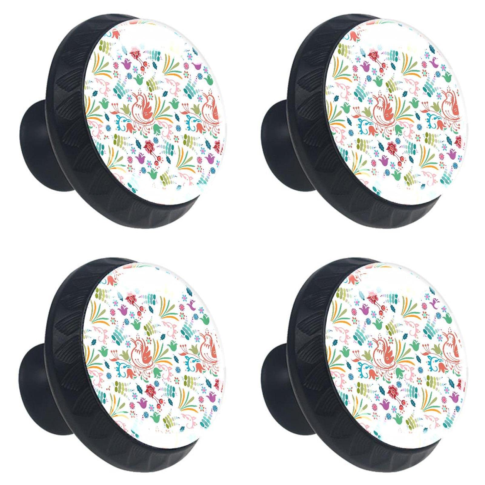Boutons de tiroir en cristal de 30mm avec poignée meuble fleur oiseau pour placard armoire