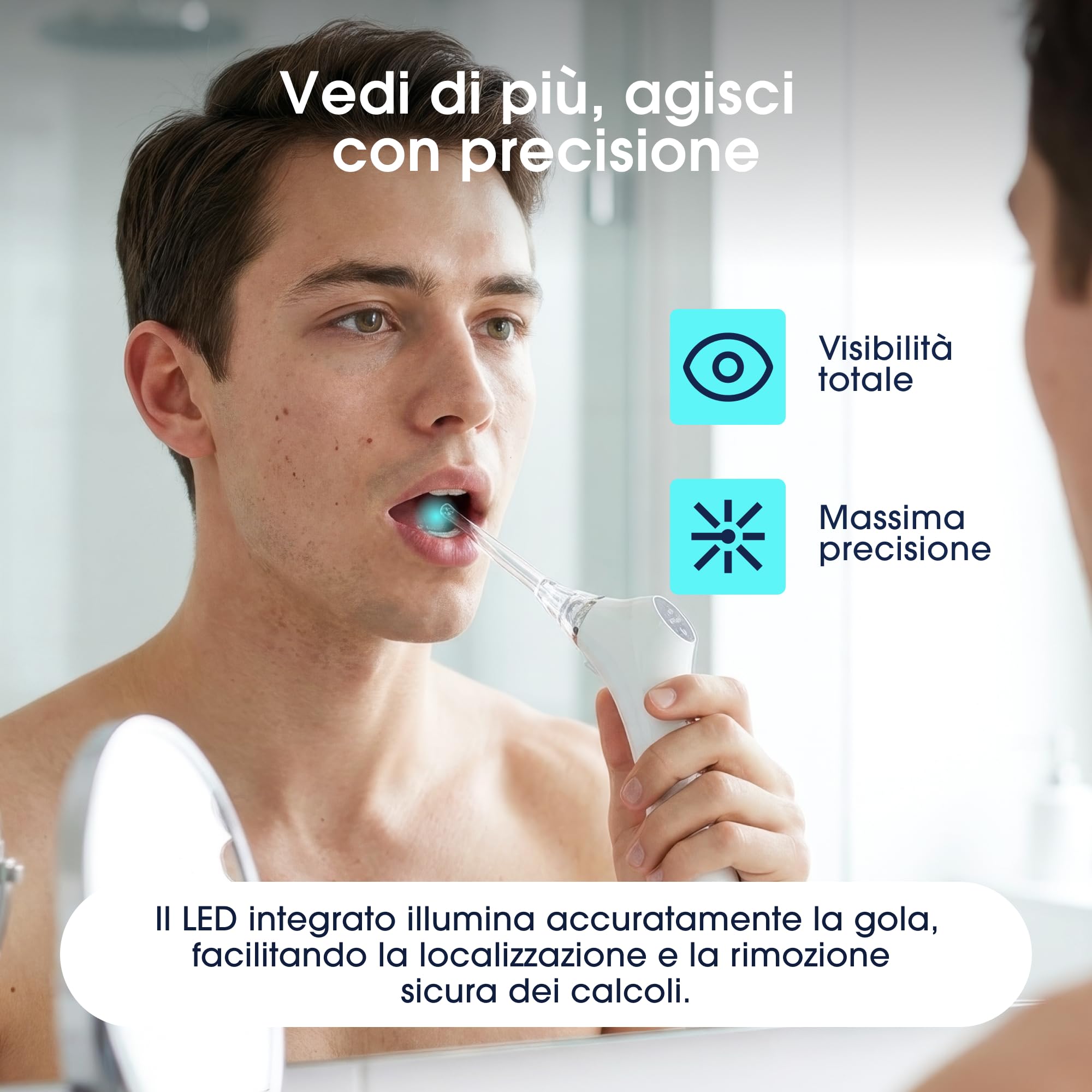 ZENT Tonsilloliti rimozione elettrico – Kit rimozione calcoli tonsillari con Luce LED, 3 Punte Silicone, Aspiratore Calcoli Tonsillari Senza Fili e Motore Silenzioso, per Casa e Viaggio