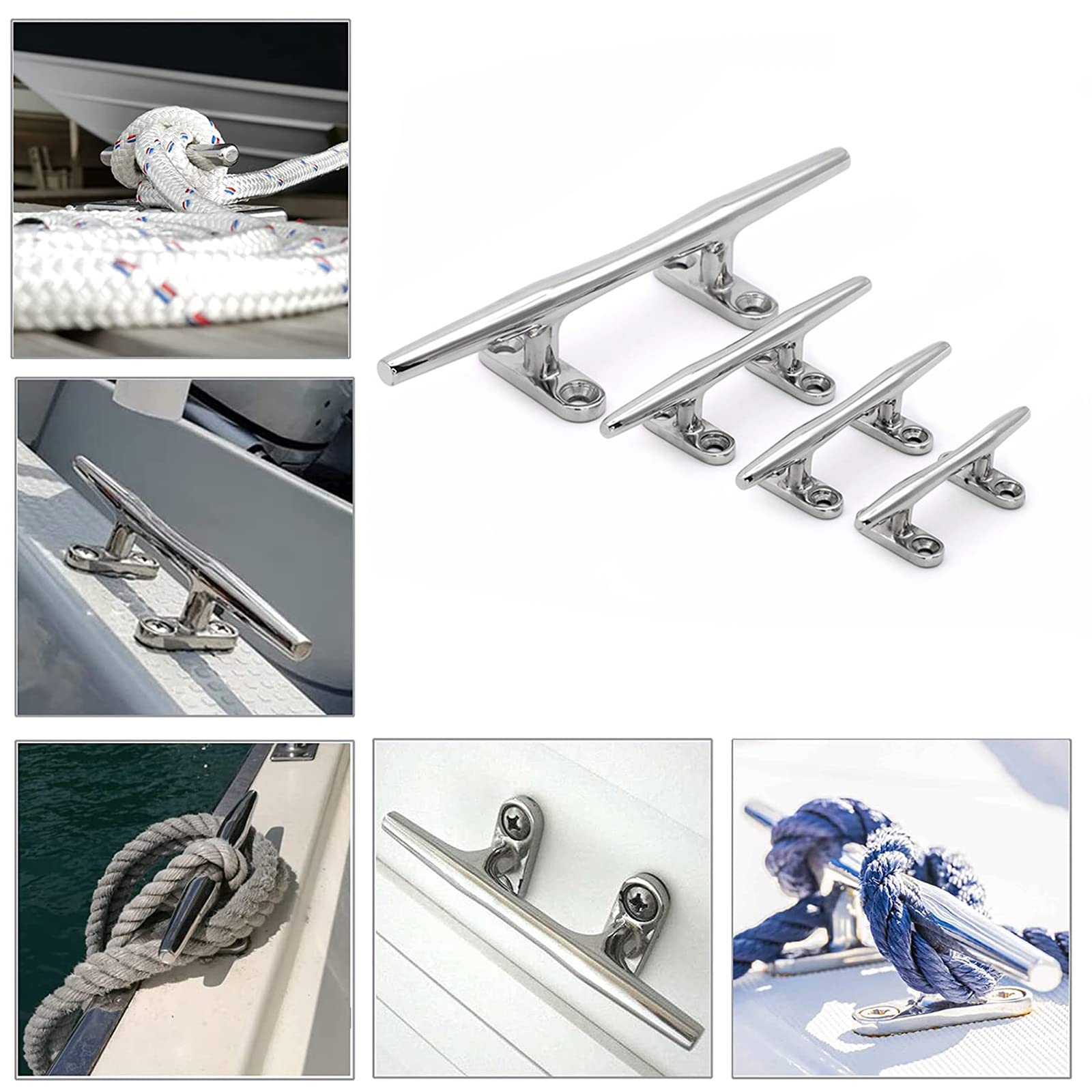 4 Pezzi Bitta di Corda per pontile, Bitta di Base Aperta, Bitte per Barche in Acciaio Inossidabile Bitte, per Yacht marini, per Barche, Kayak, Yacht, Decorazioni per la casa,100mm