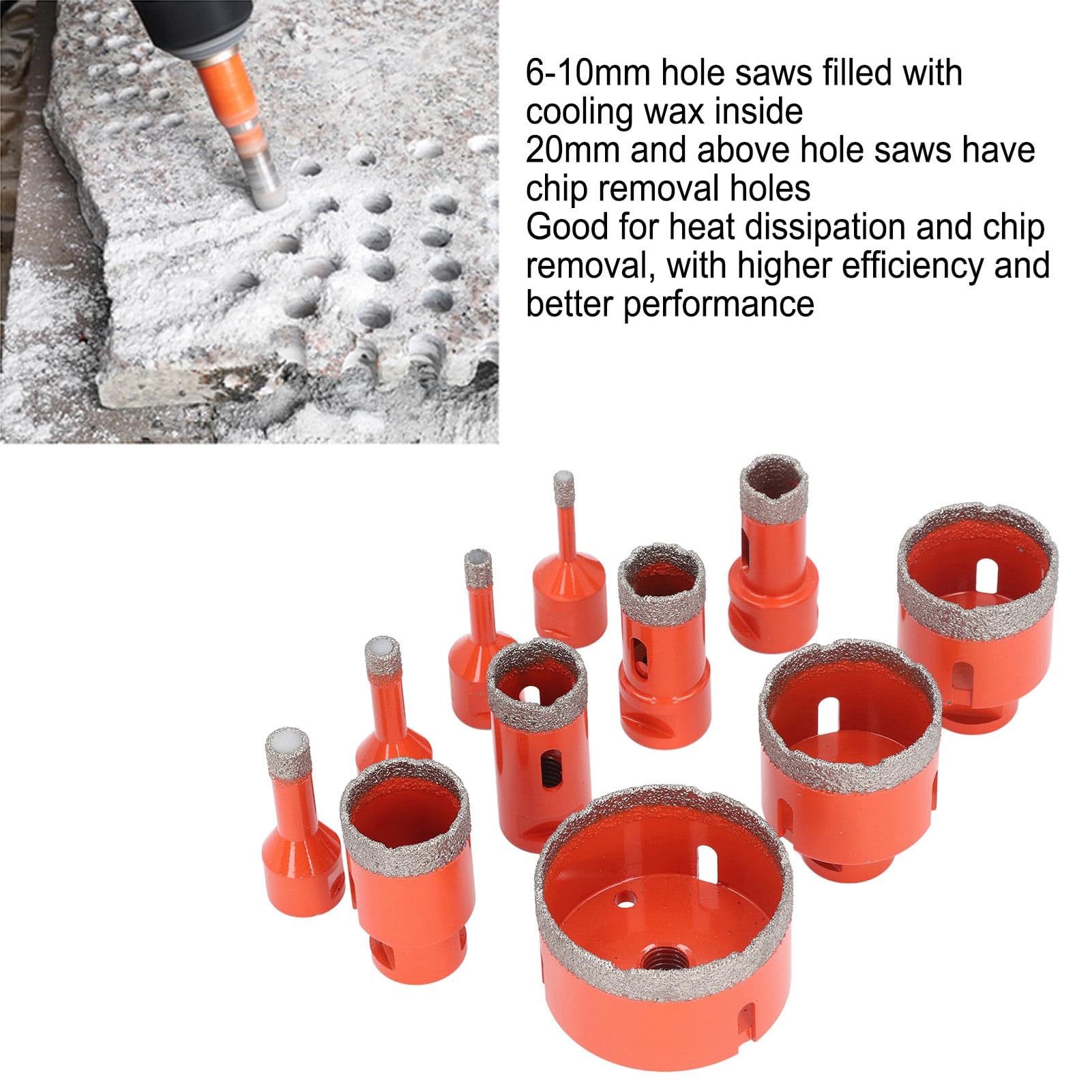 Luocute Kit de Broca de Diamante para Sierra de 6 a 68mm, Rosca M14,