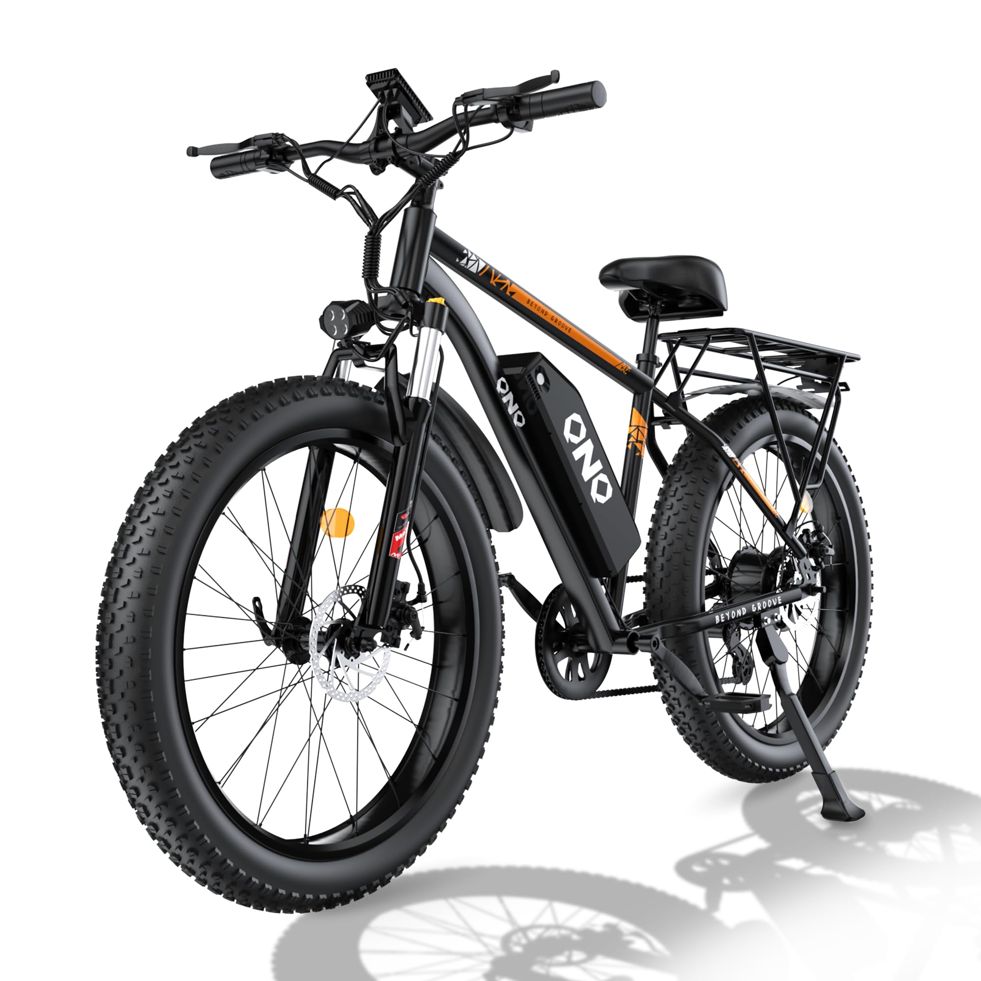 QnQ Vélo électrique, VTT 26 Pouces Pneus Gras, Batterie 48 V 15 Ah, autonomie jusqu'à 40-80 km, Double amortisseurs, Shimano 7 Vitesses, vélo électrique de Plage et de Neige