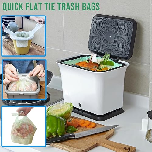 Miniatura 3 de BEIDOU-PAC Bolsas de basura compostables de 13 galones, 60 unidades, bolsas de abono altas para cocina con asa, resistentes bolsas de basura