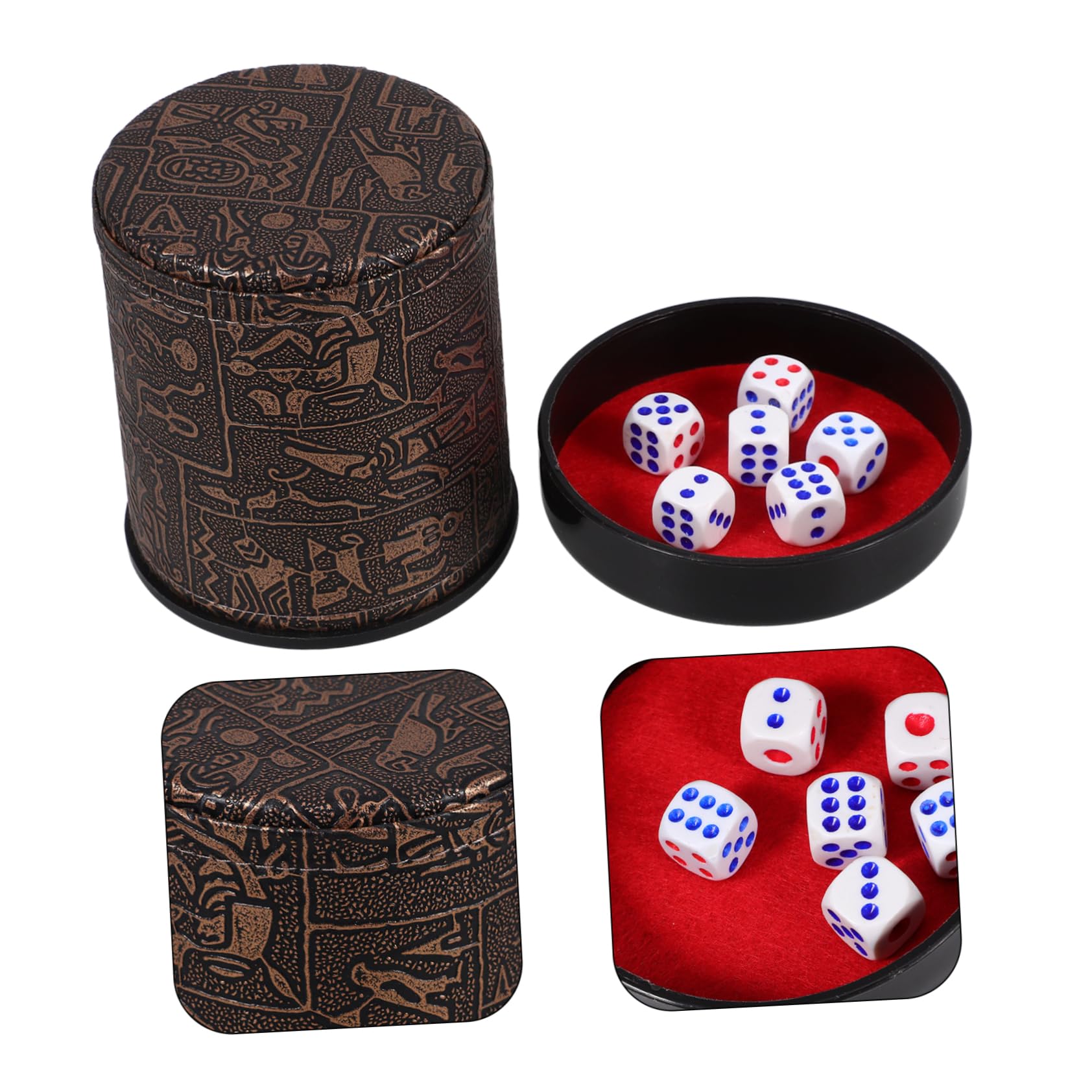 Abaodam 5sätze Würfelbecher Mit Geräuschdämpfung Mute Dice Shaker Cup Aus Pu Mit Würfeln Und Abnehmbarem Sockel Für Partys Und Spiele
