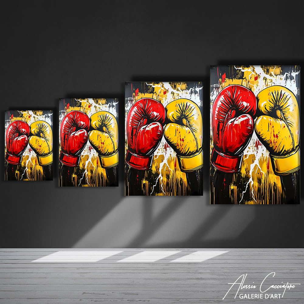 Tabella Guanti da Boxe - Poster decorazione da parete Sport - Stampa su tela astratta moderna - Quadro pop art con cornice, decorazione da parete motivazione - decorazione per camera da letto