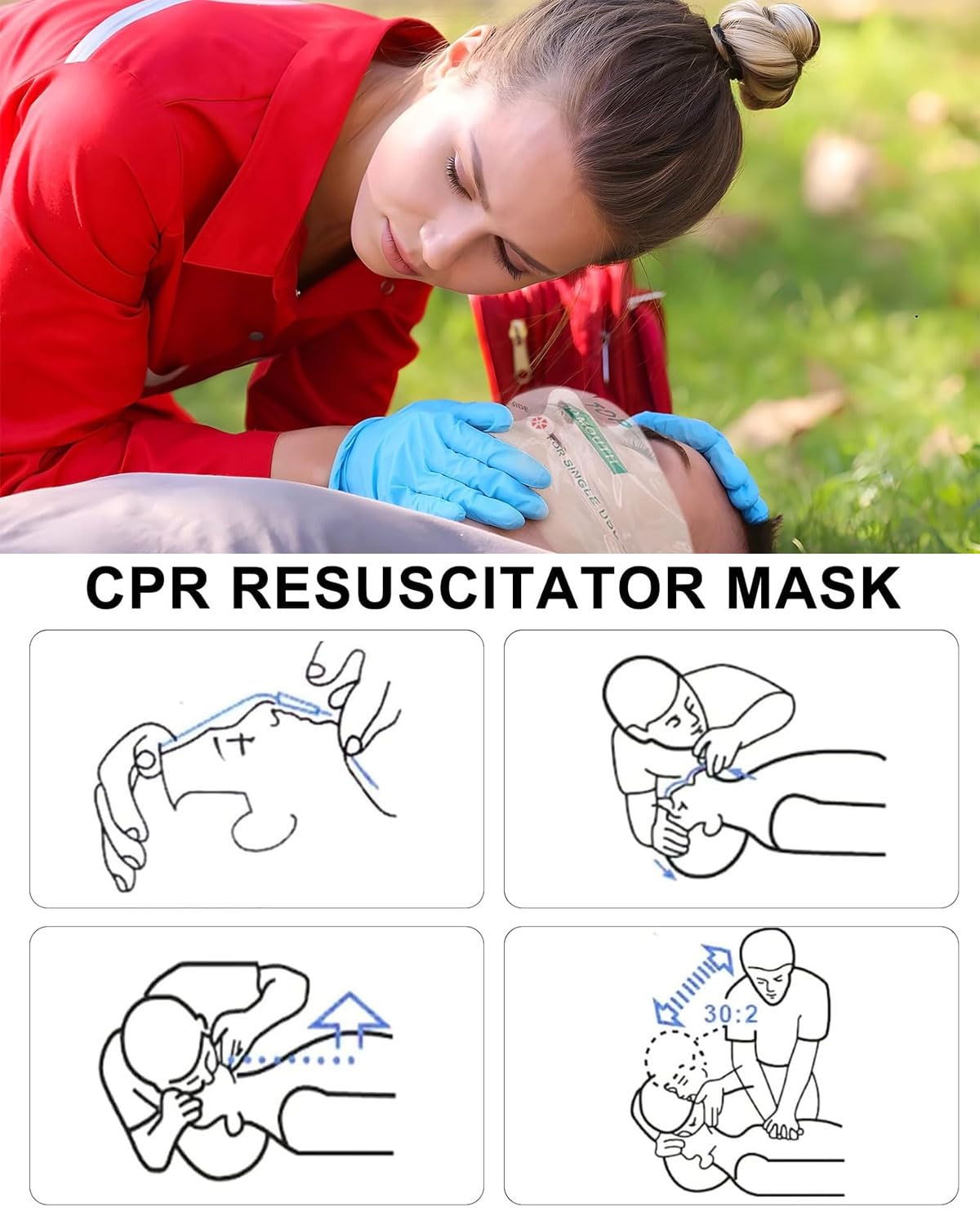 5 pezzi Maschera di respirazione Portachiavi CPR Face Shield di Primo Soccorso Pocket Mask Primo Soccorso Maschere respiratorie, pocket mask, per Il Primo Soccorso o addestramento AED