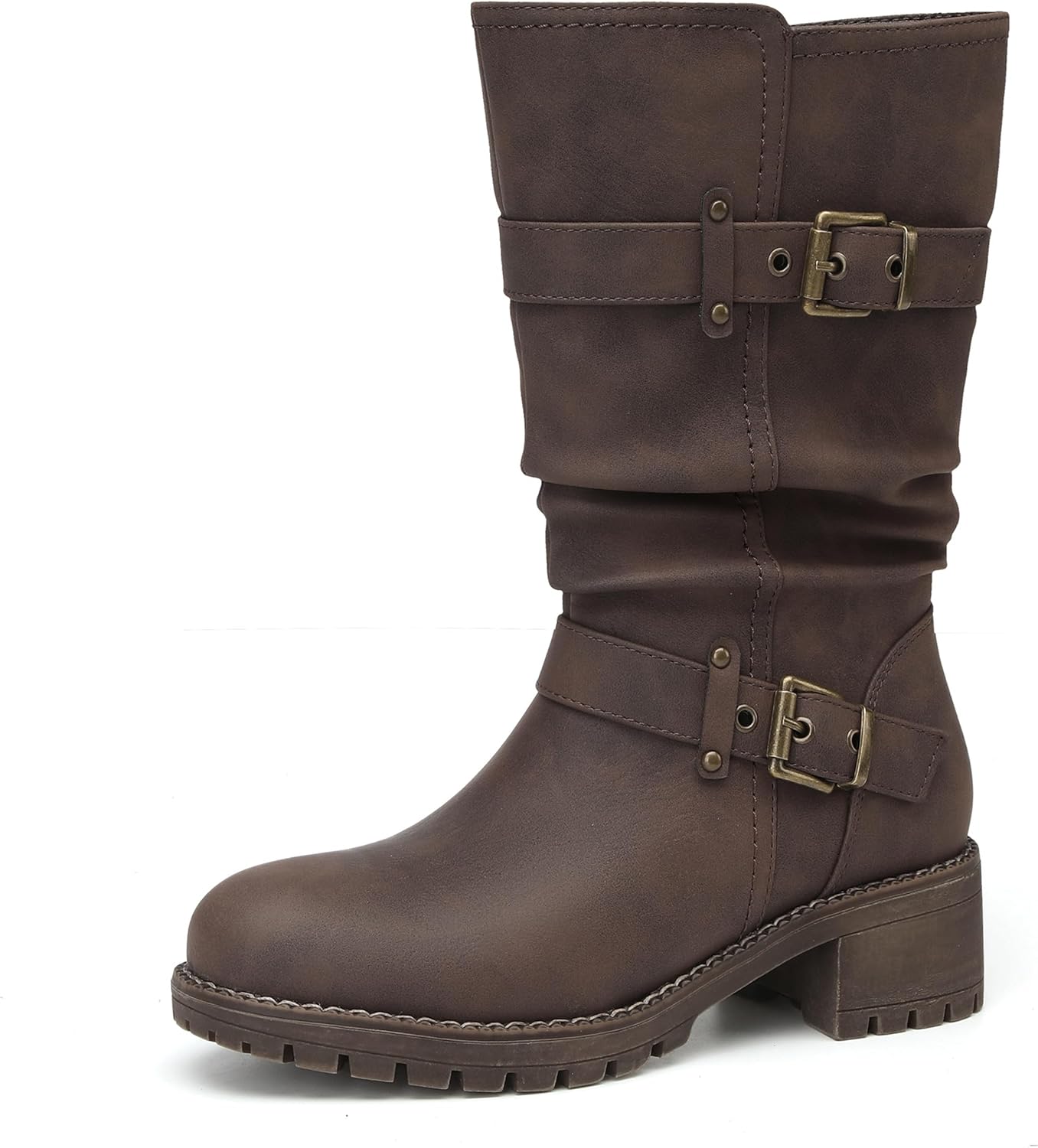 DECARSDZ Women's Mid-Calf Boots - Comfy Biker Design