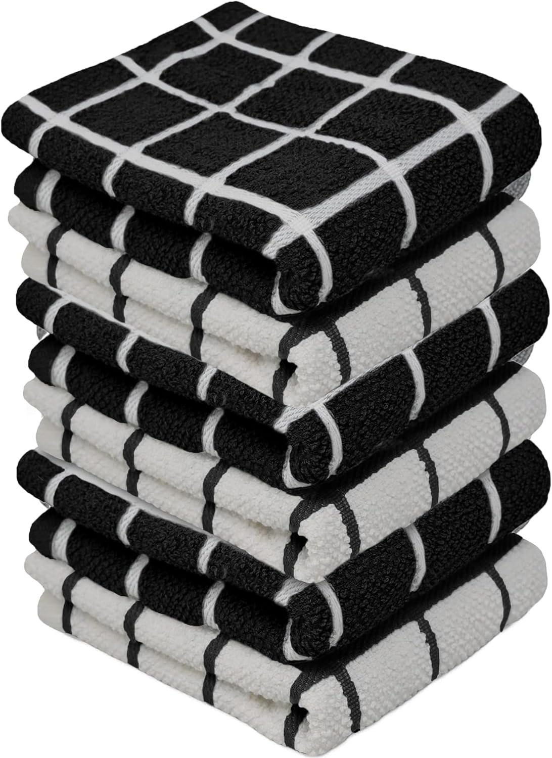 Towelogy® Premium Tea Towels for Kitchen 100% Cotton Lint Free Large Black/White Jumbo Check ...