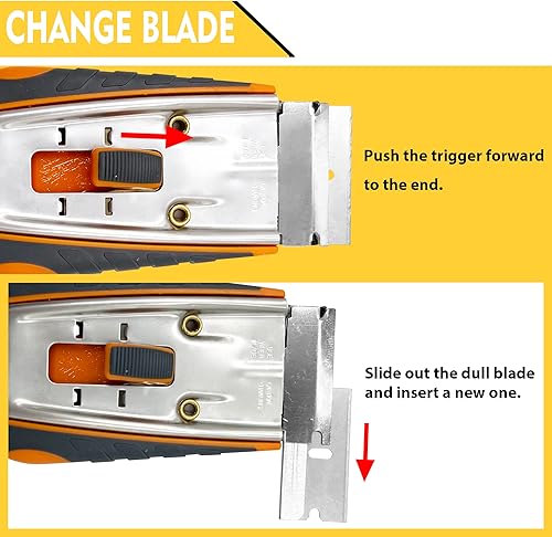 Miniatura 6 de XW Juego de raspador de cuchillas de afeitar, espátula de pintura con cambio rápido de cuchilla, 20 cuchillas adicionales incluidas, paquete de 2