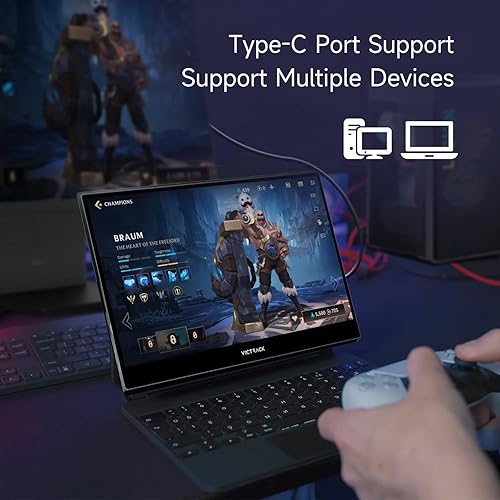 Miniatura 5 de Victrack - Monitor portátil para juegos 4K con pantalla táctil Pro, 13.3 pulgadas Ultra UHD (3840 x 2160), para PC de juegos de mano, estilo como
