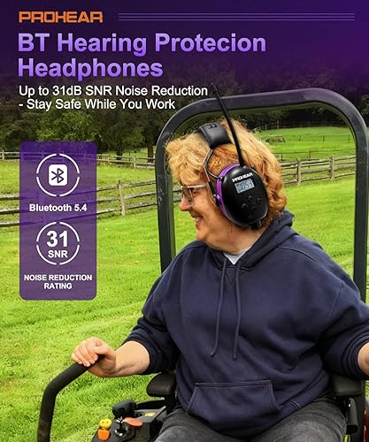 Miniatura 2 de PROHEAR 033 AM FM Bluetooth 5.4 Radio Auriculares de protección auditiva 31dB SNR - 48 horas de tiempo de reproducción - Protector de oídos para