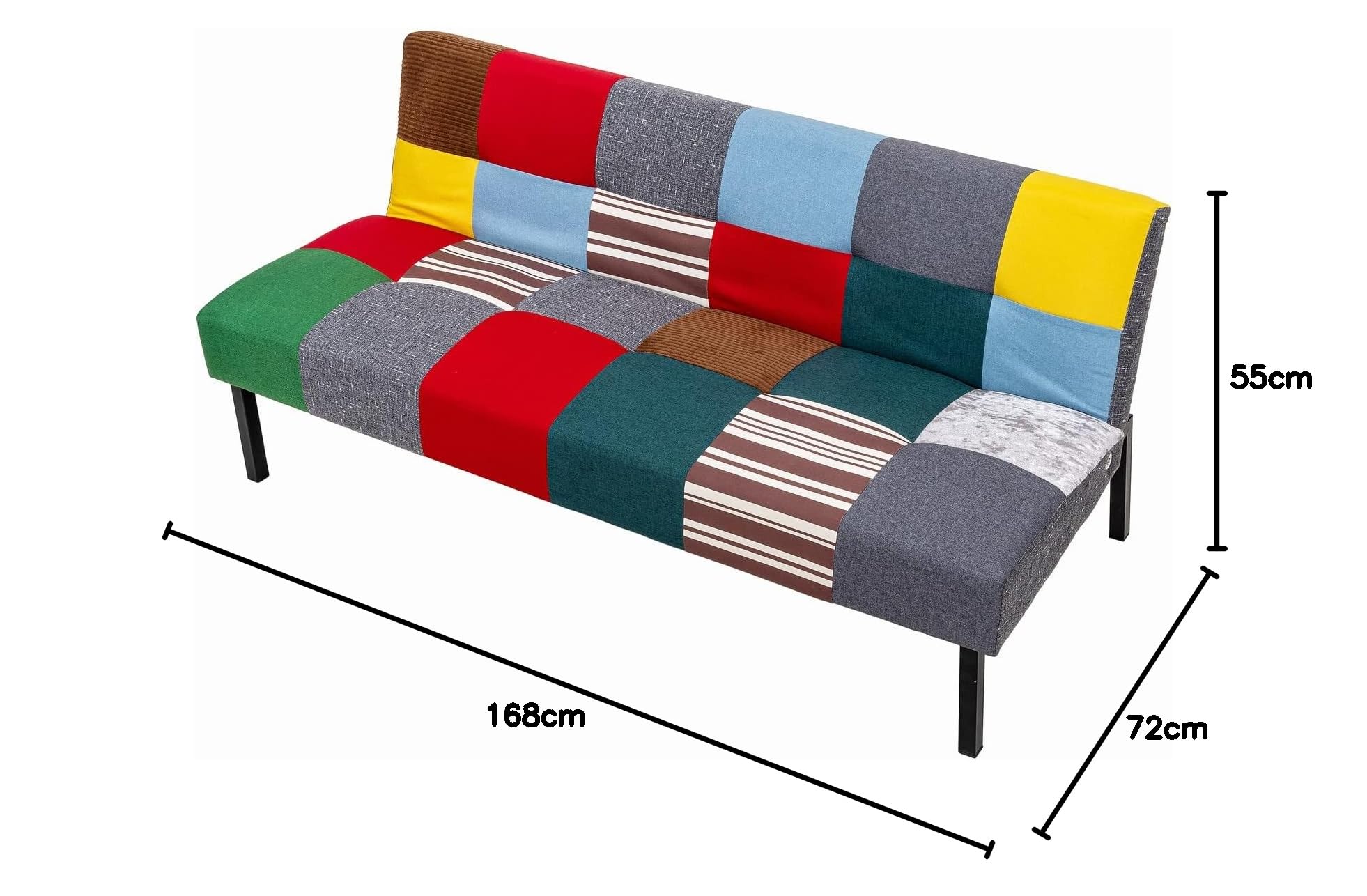 Canapé-lit futon convertible avec fauteuil inclinable pour petit espace de salon 3 places (coloré)