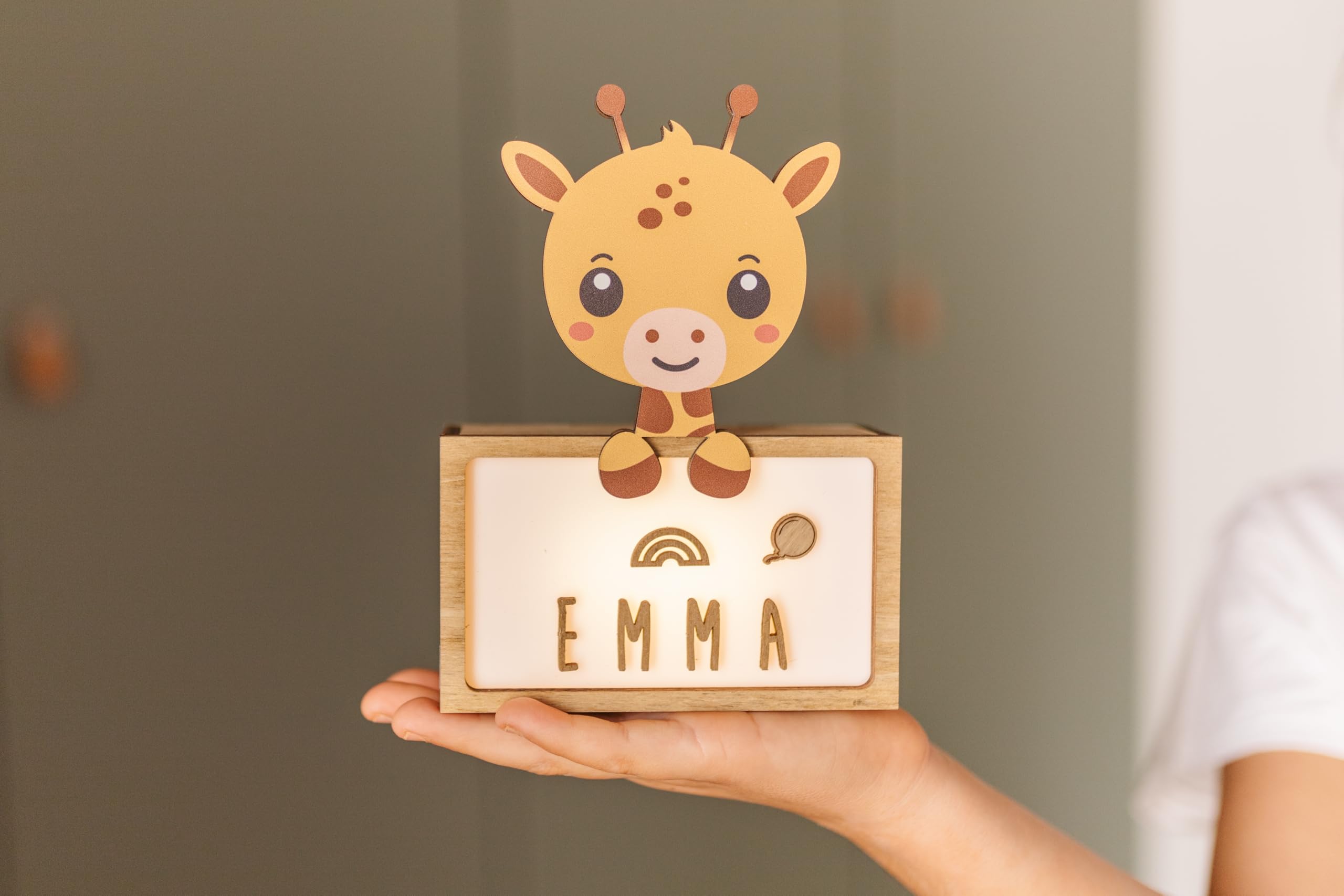 WONDEE Vintiun Regalos Personalizados Originales para Bebés, Lámpara Personalizada Bebé Quitamiedos de Jirafa - Cosas/Regalos para Bebés Recién Nacidos Originales Niña y Niño 0 1 2 3 4 5 6 7 8 9 años