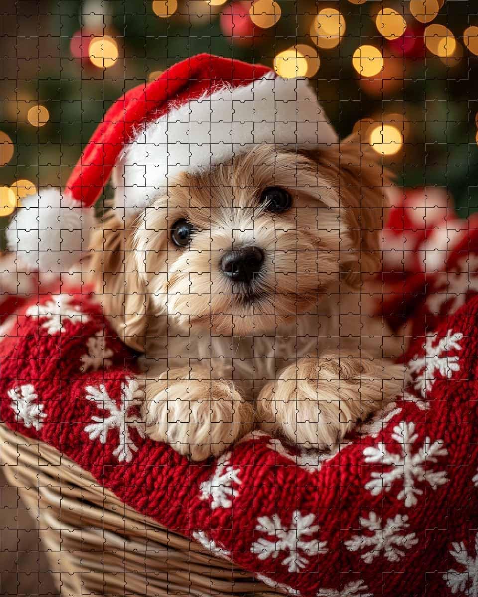 Challenging and Cute Festive Jigsaw Game Featuring Cavapoo Puppy Christmas 1000 Piece Puzzle for Adults and Families Dog Lovers Wall Decor and Family Fun Gift
