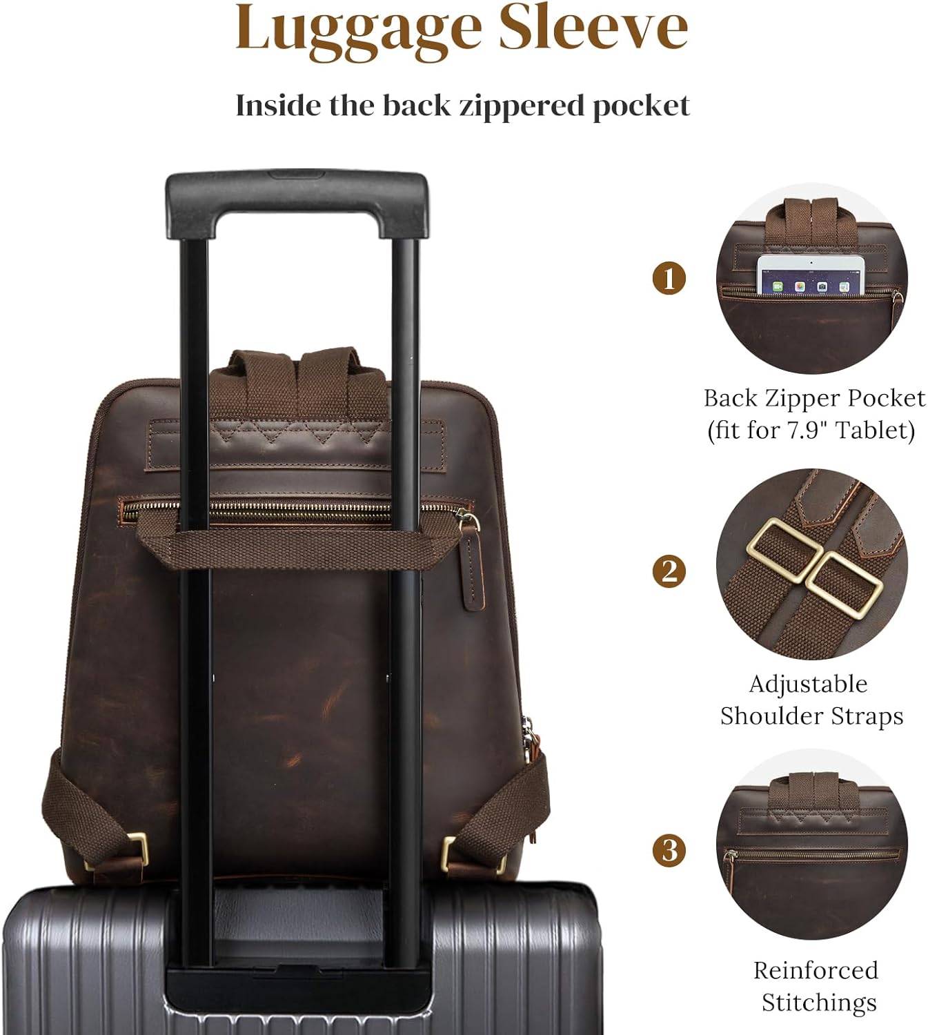 S-ZONE Small Leather Backpack Purse for Women Vintage Casual Daypacks Travel Rucksack Handbag - Image 5