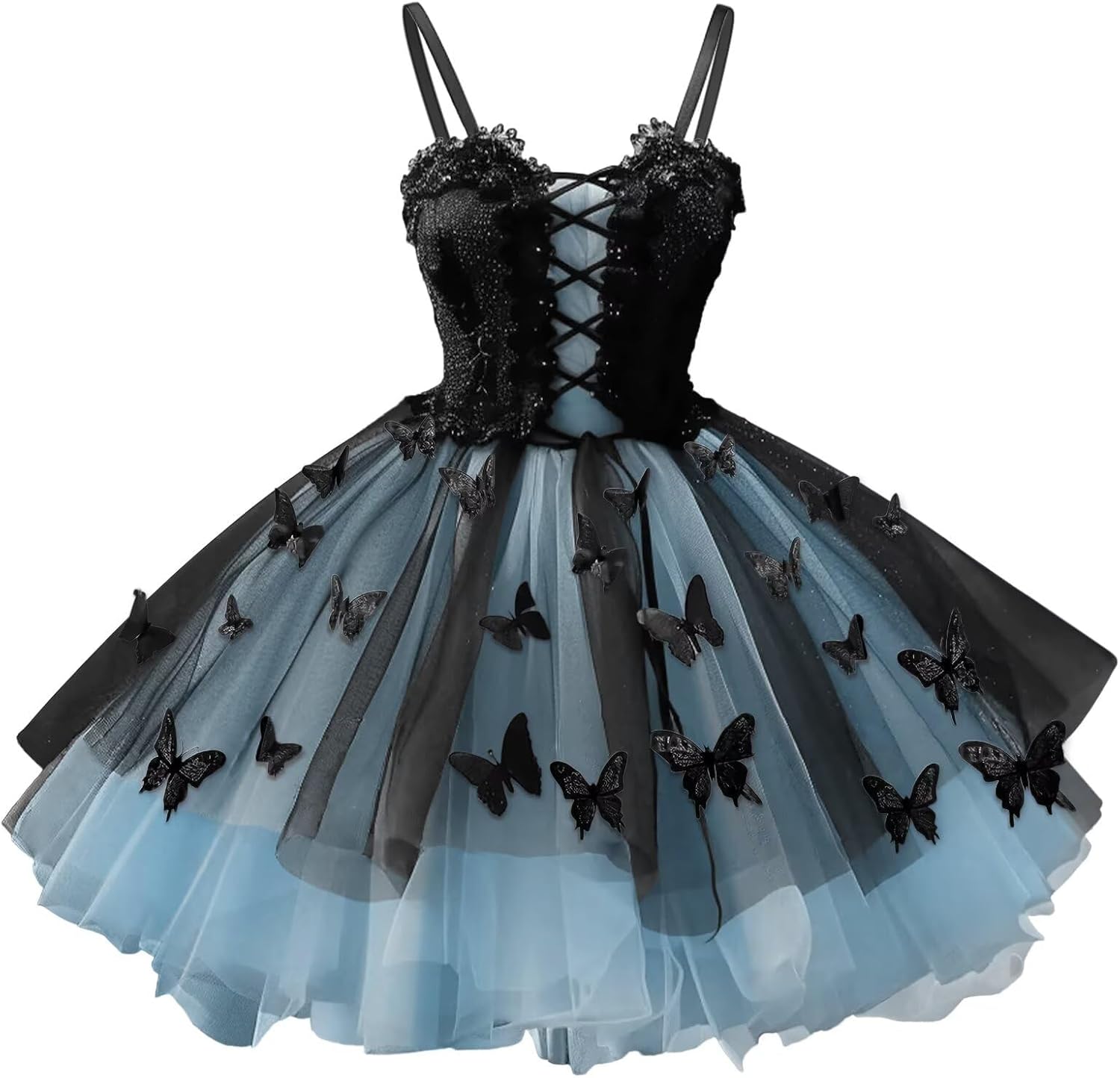 3D Butterfly Homecoming Dresses Black Tulle Short Prom Dress for Teens DAMA Cocktail Party Gowns - Image 6
