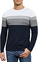 Long Sleeve Round Neck Sweater Men Striped Knitted Sweater Basic Lightweight Pullover 100% Cotton Fall Winter