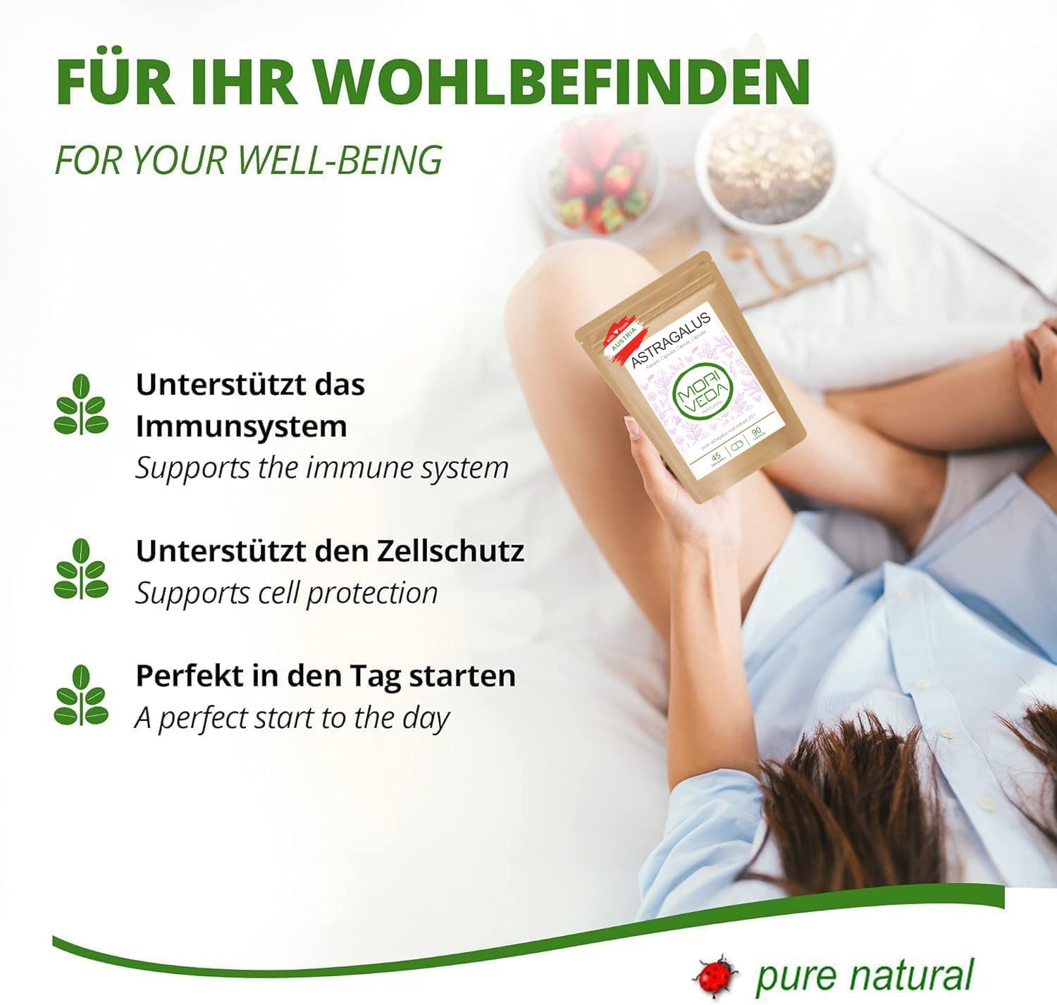 MoriVeda® Astragalus capsule 1600 mg, estratto di radice di tragacanto in polvere, 112 mg di polisaccaridi, vegan e senza glutine (90 capsule)