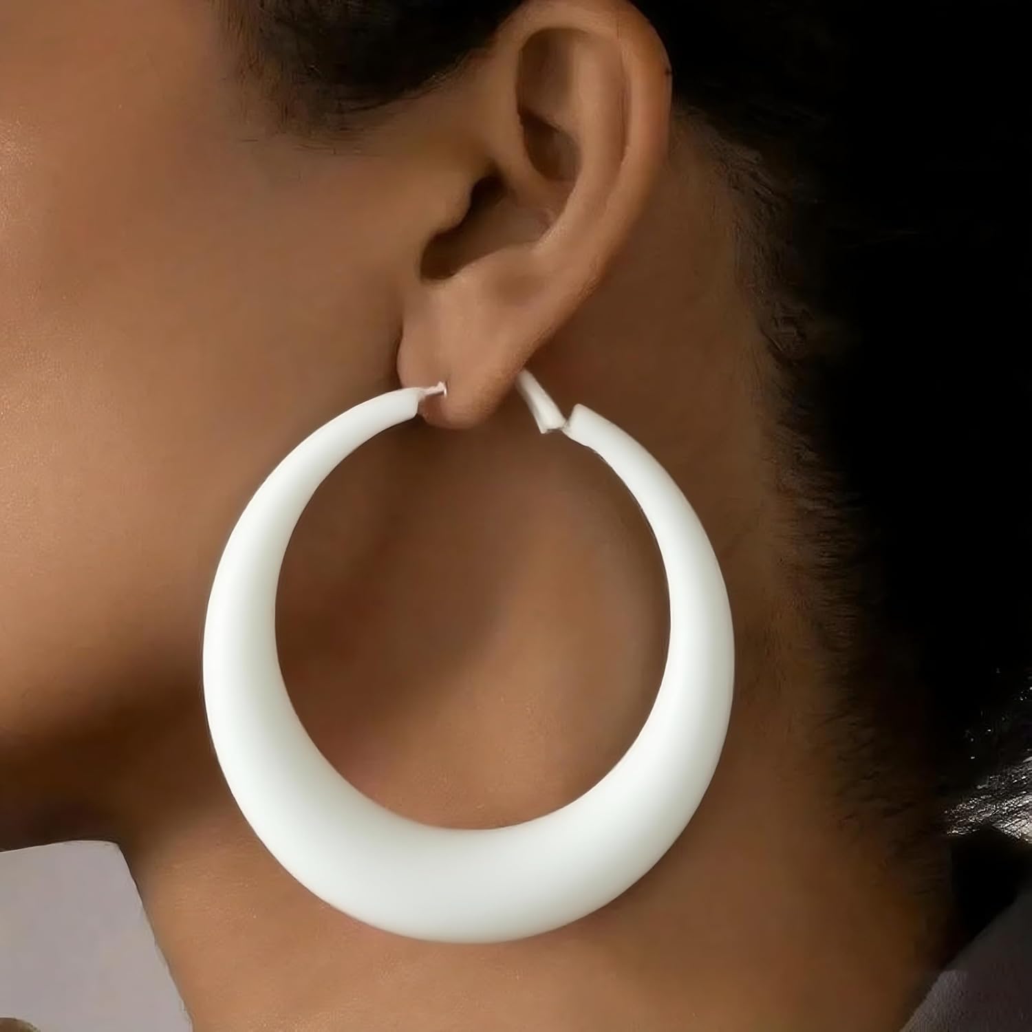 Neon Hoop Earring for Women 80s 90s Colorful Large Hoop Earrings Lightweight Chunky Statement Earrings Retro Y2k Jewelry Neon Party Costume Accessories image 4