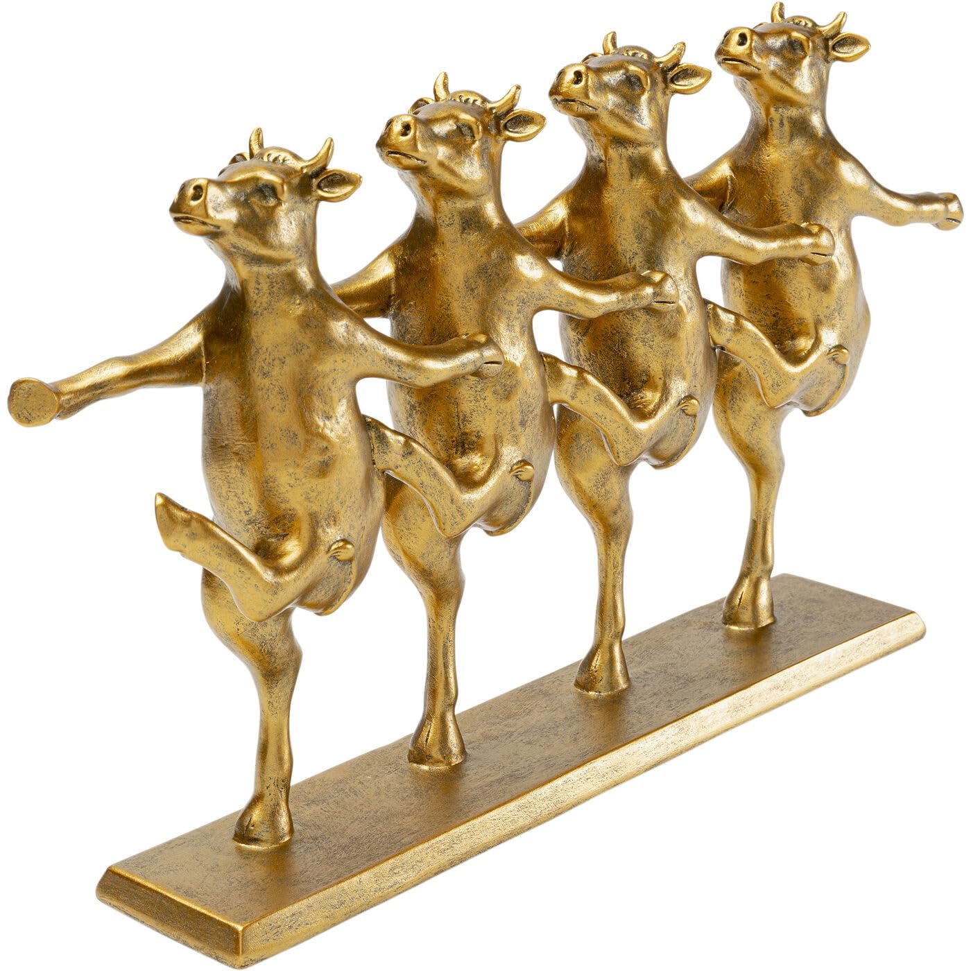 KARE Design figura decorativa Dancing Cows, oro, mucche danzanti, decorazione casa di campagna/festa/party, amanti animali, 23x40x7cm