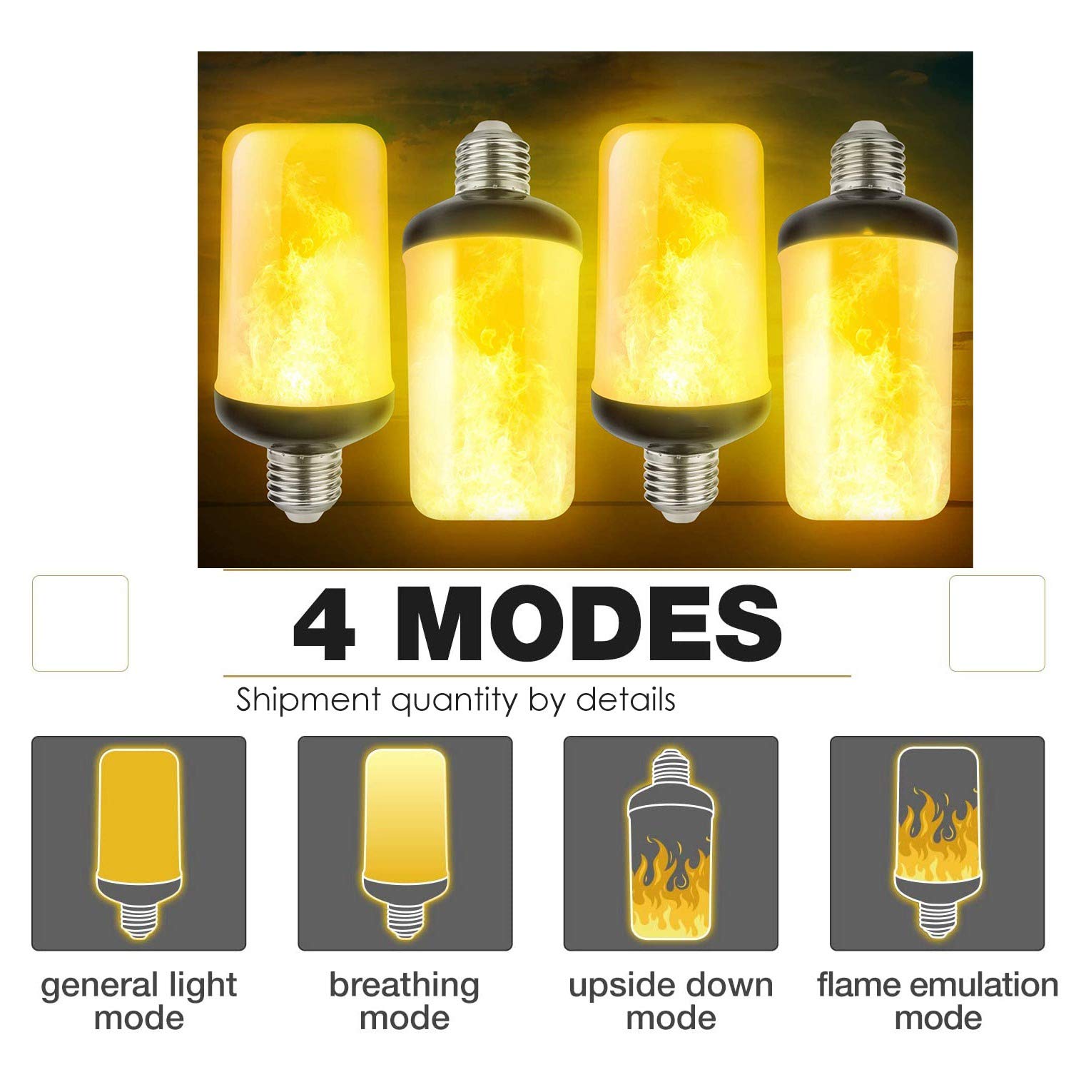 Kopinma E27 Flame Light Bulb, LED Flame Effect Bulb, Flickering Decorative Realistic Fire Lamps - Image 2