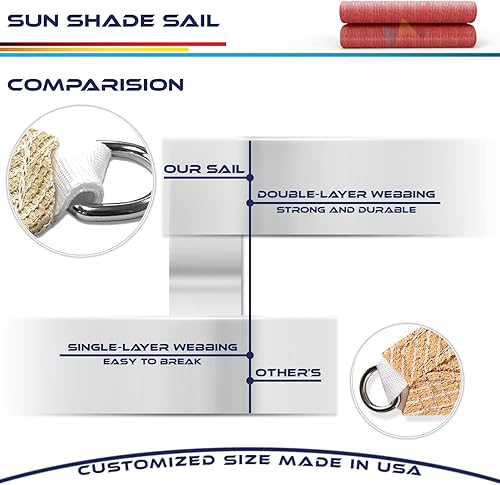 Miniatura 7 de Toldo de tela que bloquea el sol y los rayos UV dando sombra, en forma de triangulo azul y de 12 x 12 x 12 pulgadas. Para Jardín, personalizado,