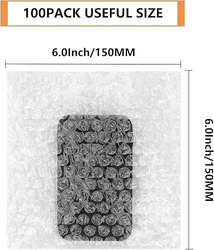 Miniatura 2 de 100 bolsas de burbujas de 6 x 6 pulgadas, bolsas de embalaje acolchadas, bolsas de amortiguación de doble pared, bolsas de espuma gruesa a prueba de