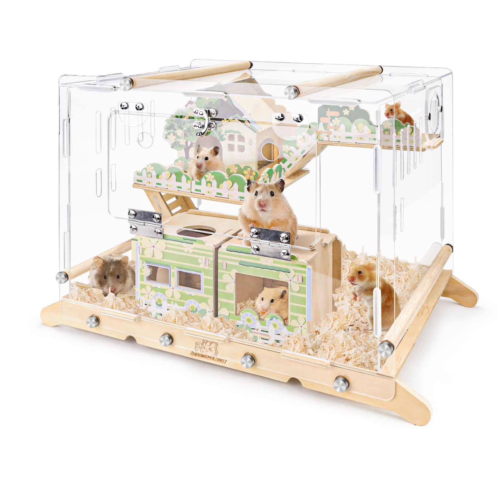 Gabbia per criceti in acrilico con nascondigli per criceti, serbatoio per criceti per piccoli animali domestici, gabbia per topi per animali domestici, kit per criceti, capanna per porcellini d'India