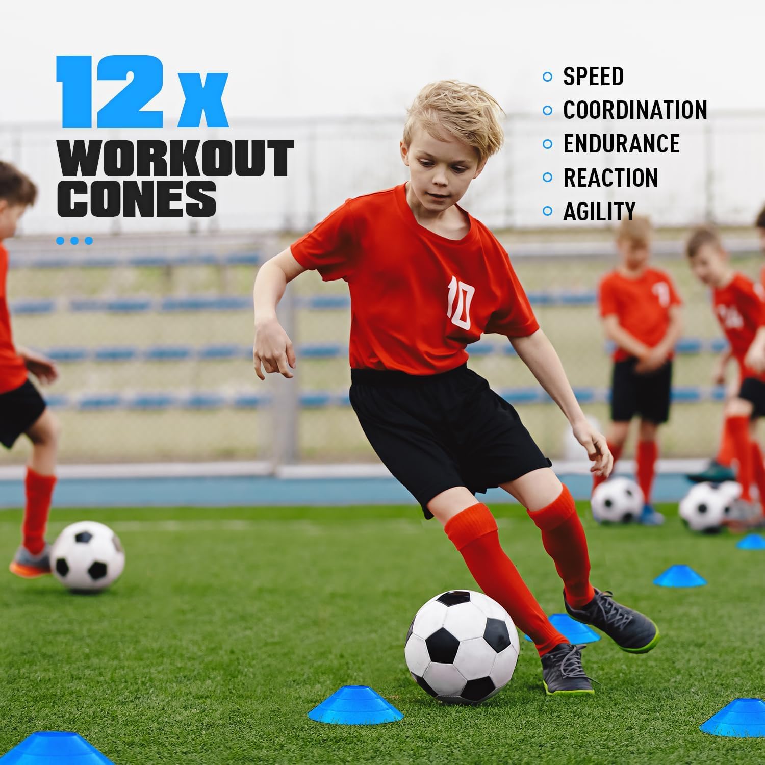 Equipo de entrenamiento de agilidad, equipo de entrenamiento de fútbol, juego de entrenamiento de velocidad de agilidad para niños, jóvenes y adultos, escalera de agilidad de 20 pies, 4 obstáculos, 12