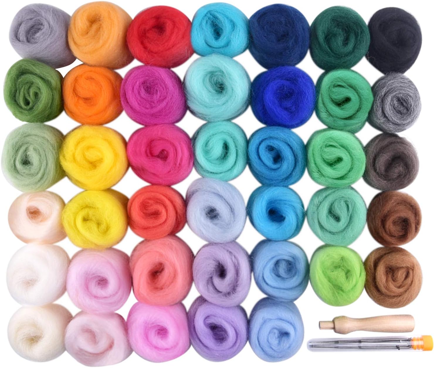 Felting Wool Roving Wool Felting Supplies Wool Roving Felting Basic Kit for Needle Felting Wool DIY Craft Beginners 40 Colors