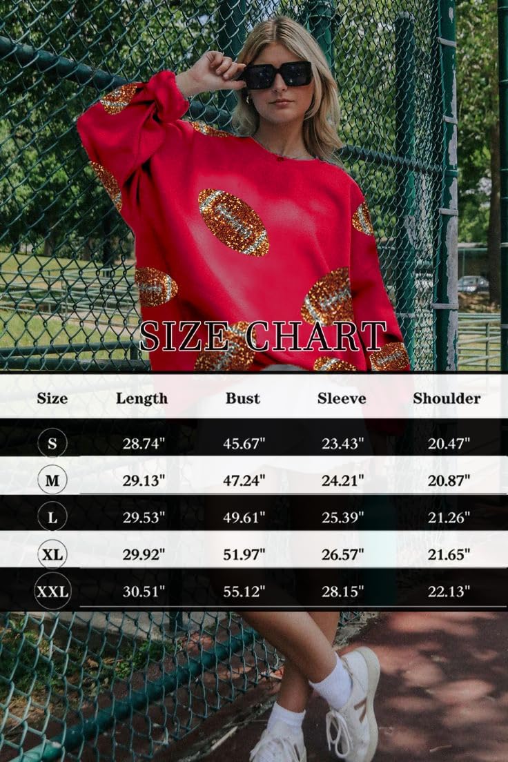 Eatbook Women Sequin Football Sweatshirt Oversized Game Day Sweatshirt Rugby Fall Graphic Crewneck Pullover Tops