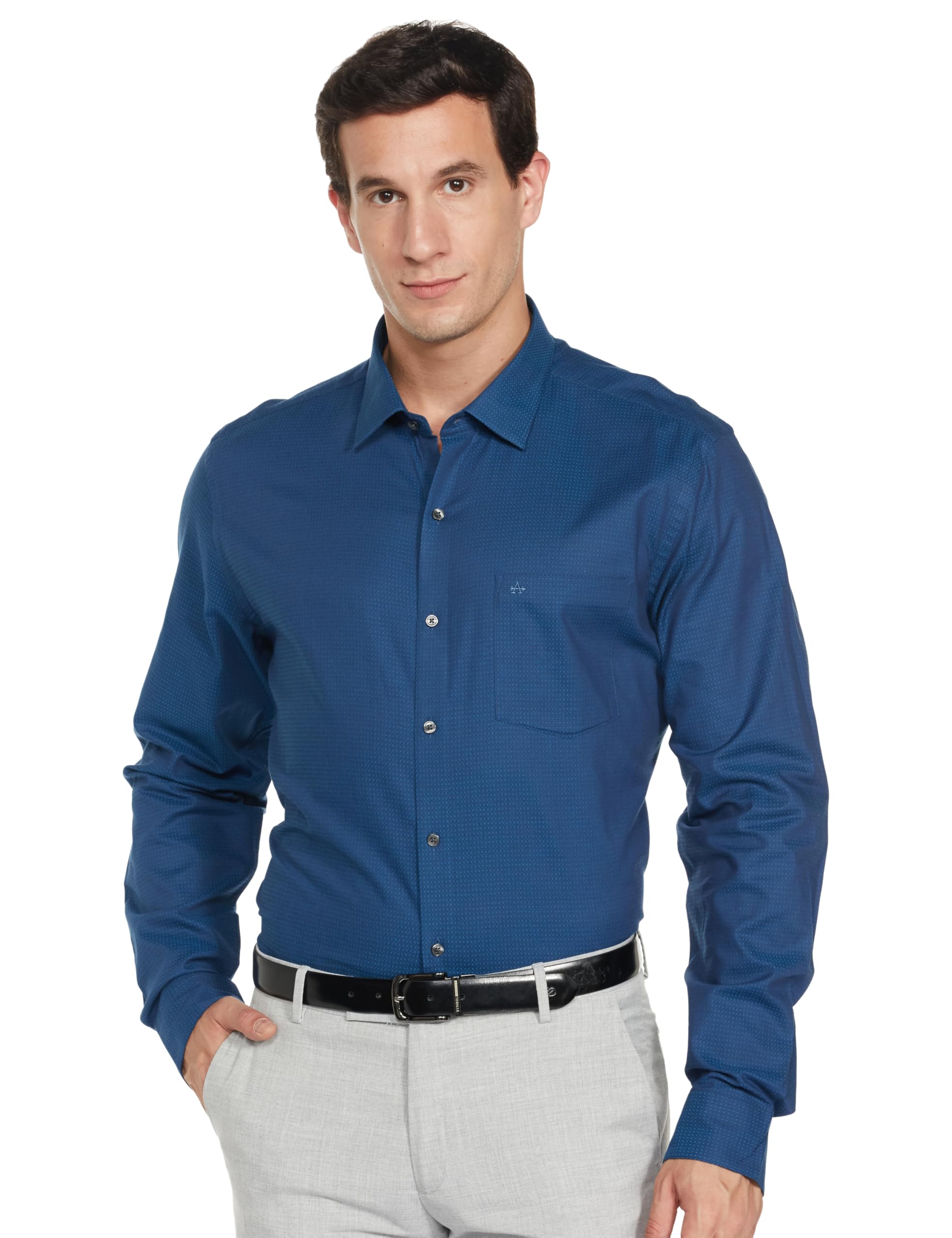 Men Slim fit Cotton Printed Long Sleeves Semi-Cutaway Collar Shirt-image-17