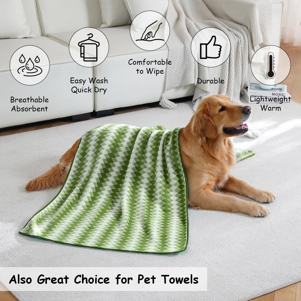 Oliven 12 Pcs Dark Green White Diamond Towel Set-4 Bath Towels,4 Hand Towels,4 Washcloths Soft Polyester Bath Towel with Loop Absorbent Shower Towel Quick Dry Family Towels for Bathroom Spa Gym
