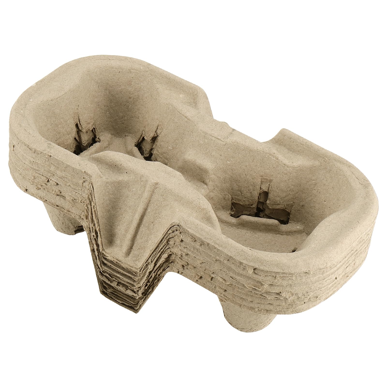 KEILEOHO Lot de 100 Porte-gobelets en Fibre de Cellulose - 2 Porte-gobelets en Carton à emporter - pour café et Boissons Chaudes et Froides - 22 x 11 x 4,5 cm