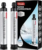 Timain Filtragem De 4 Estágios De 2 Pacotes, Palha De Filtro De Água Pessoal De Alta Taxa De Fluxo, Sobrevivência Do Purificador De Água Para Kits De Emergência, Viagens, Acampamento, Caminhada, Pesca