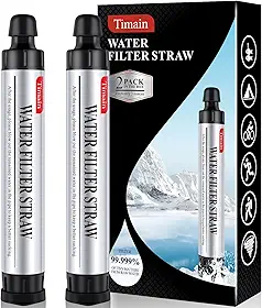 Timain Filtragem De 4 Estágios De 2 Pacotes, Palha De Filtro De Água Pessoal De Alta Taxa De Fluxo, Sobrevivência Do Purificador De Água Para Kits De Emergência, Viagens, Acampamento, Caminhada, Pesca