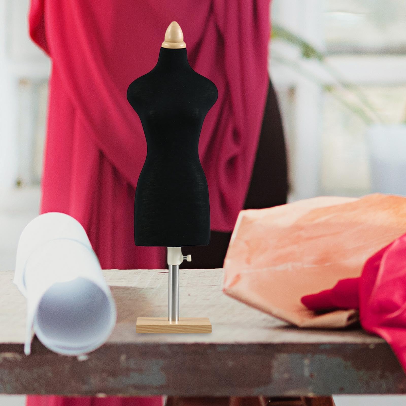 Vestidos para Muñecas, Maniquíes, Ropa para Muñecas, Accesorios para Fotos, Maniquí de Costura en Miniatura para Jardín de Hadas, Piezas para Muñecas, Base Cuadrada de 46 cm.
