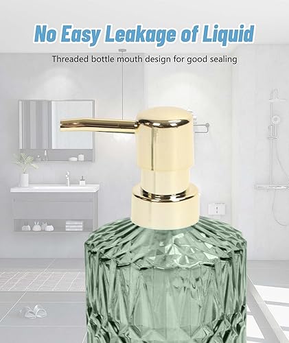 Miniatura 5 de Dispensador de jabón de vidrio, dispensador de jabón de manos de loción de encimera de 13.5 onzas, dispensadores de botellas de loción de baño
