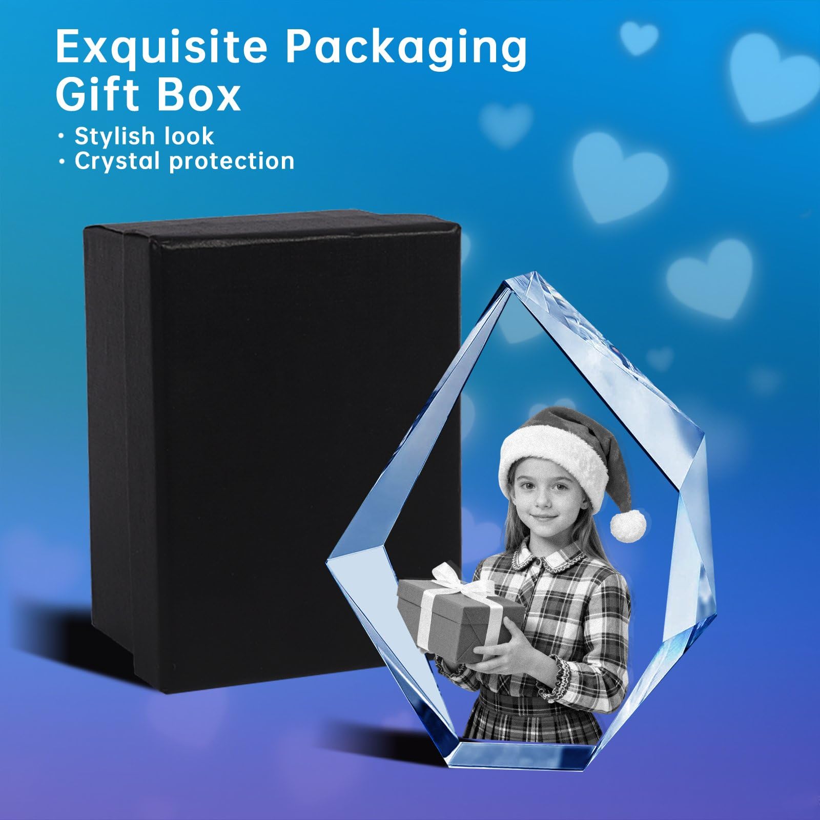 Cubos de fotos de cristal 3D grabados con láser para fotos, decoración de mesa de Navidad, regalo personalizado para ella, él, mamá, papá, padre, regalo para parejas de cumpleaños