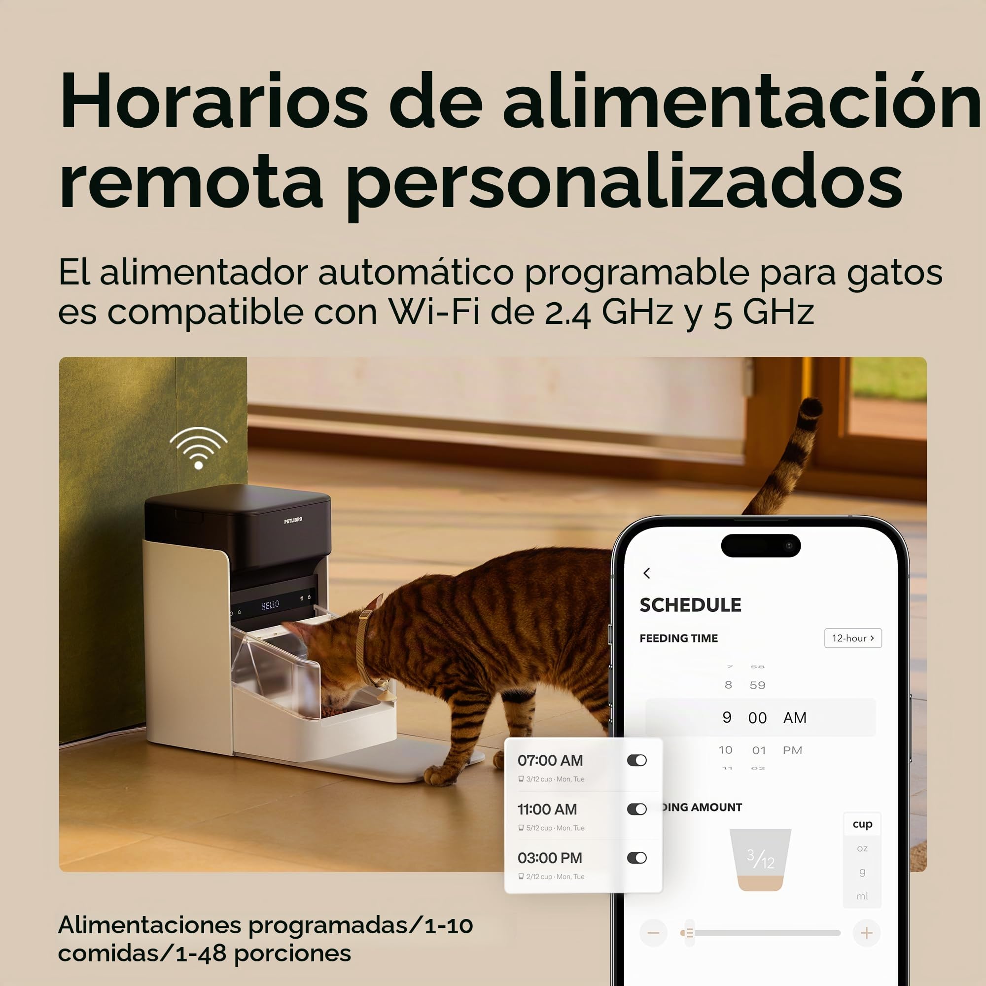 PETLIBRO Comederos automáticos para gatos para 2 gatos, etiqueta de collar RFID para comidas exclusivas, reconocimiento de gatos para detener el robo de alimentos, seguimiento de dieta para hogares de