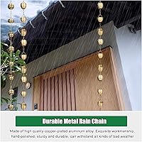 Vista 3 de Rain Chains,Rain Catcher Chain, Hanging Rain Chain Aluminum, Decorative Water Catcher Copper-Plated Cup, Heavy Rain Water Chain,B-26m/85ft